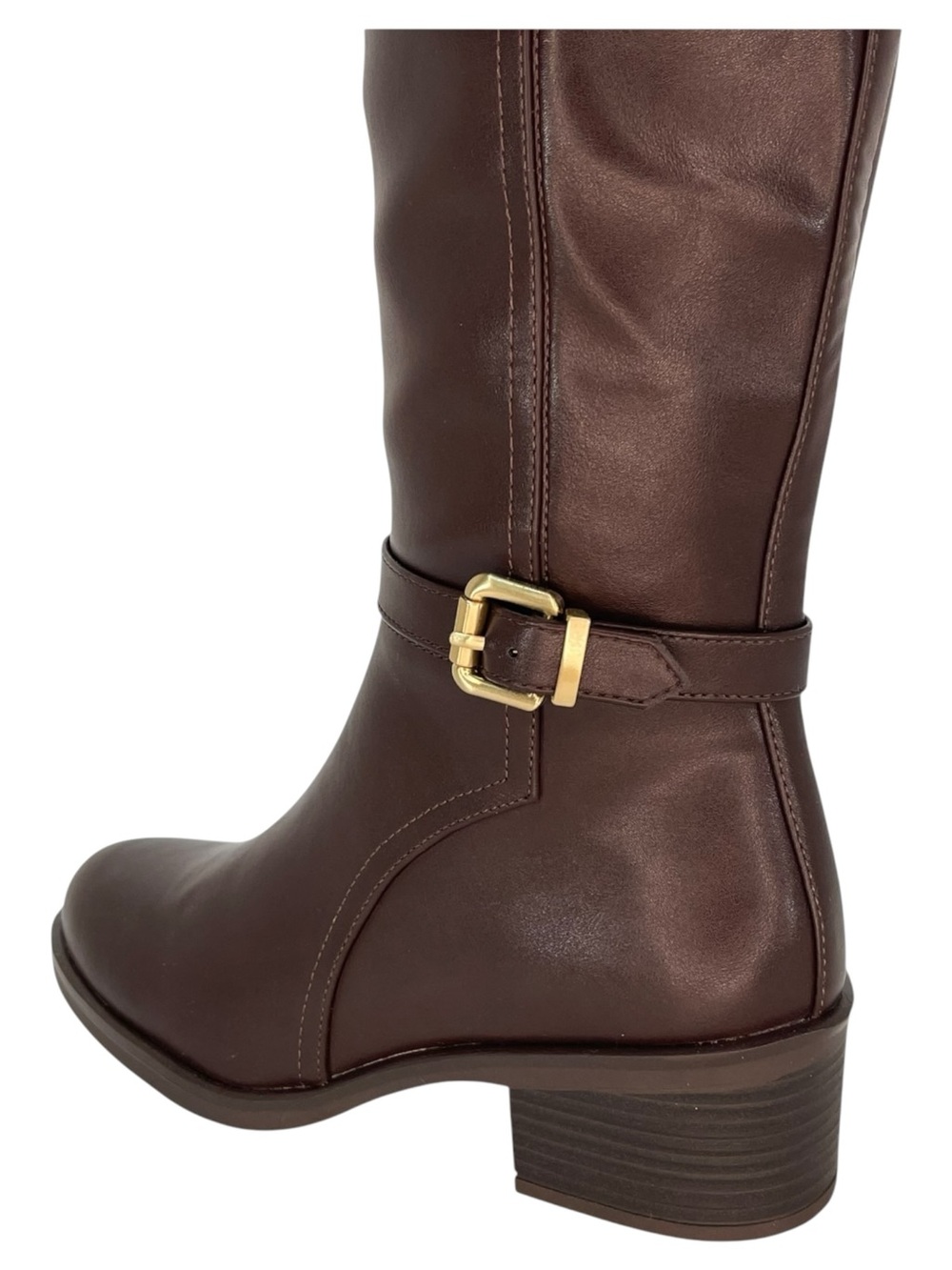 White Mountain Custard Dark Brown Faux Leather Knee High Womens Boots Size 5M - Picture 7 of 13